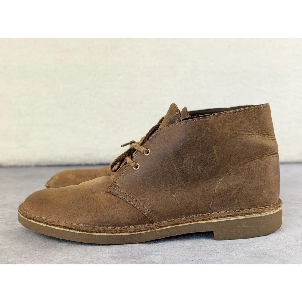 Clarks Desert Boots Mens 9.5 Brown Leather Chukka Beeswax Ankle Boots